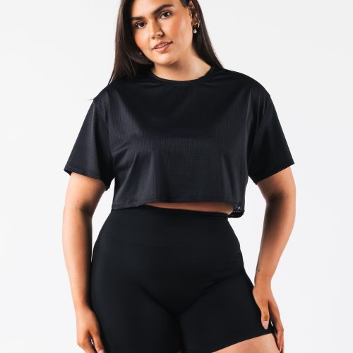 Margo Mesh Cropped Tee Black 6