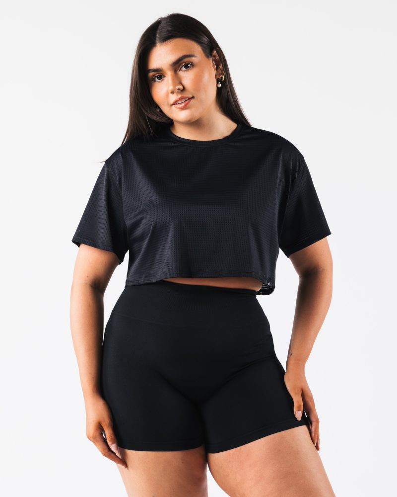 Margo Mesh Cropped Tee Black 6